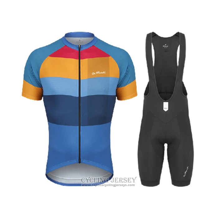 2021 Cycling Jersey De Marchi Yellow Blue Short Sleeve And Bib Short